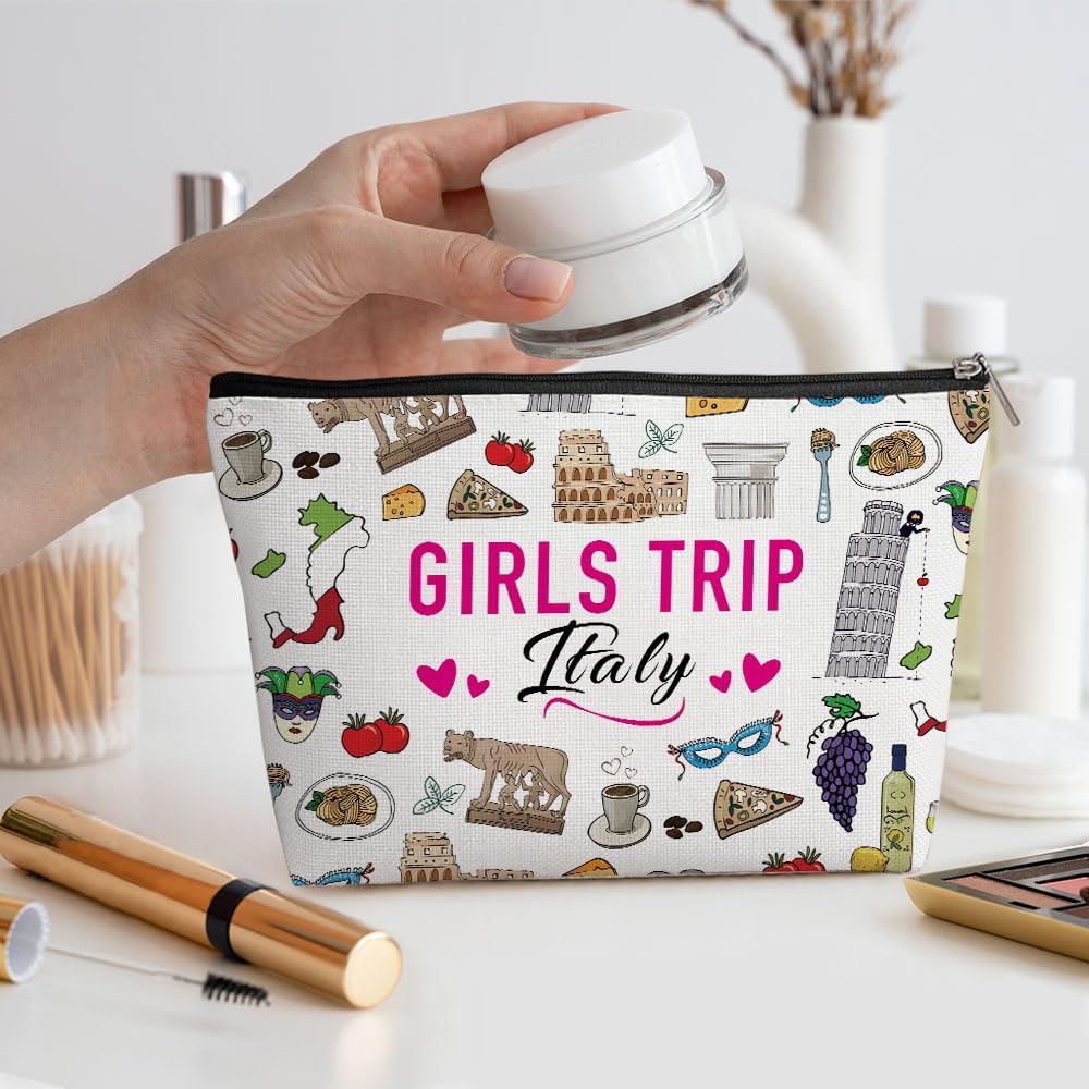 Italian Gifts Makeup Bag, Italy Souvenir Italy Lovers Gift Travel Vacation Cosmetic Bag for Women Bestie Sister Mom Girls Trip Weekend Birthday Christmas Bachelorette Party Friendship Gifts