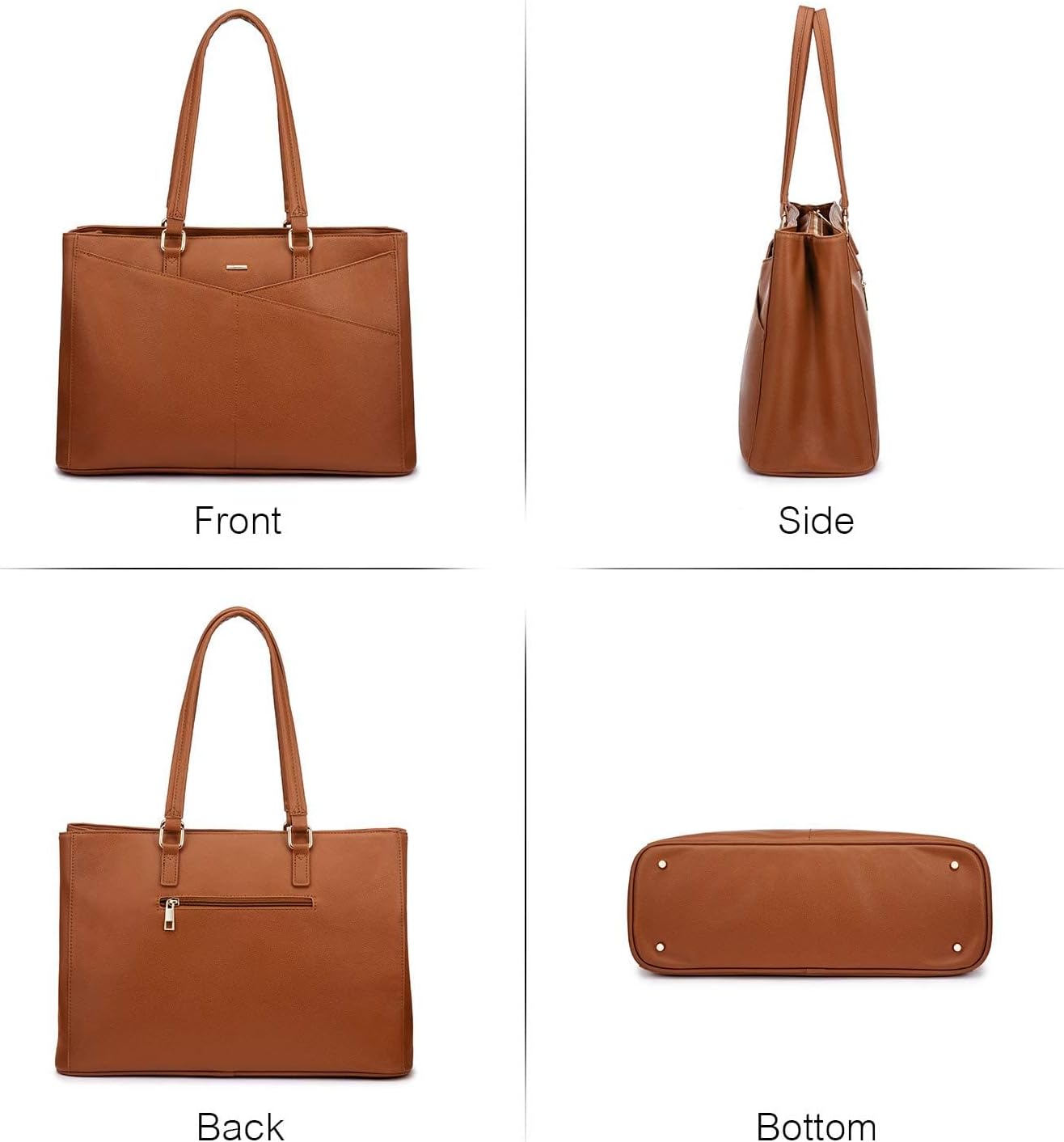 LOVEVOOK Laptop Bag for Women 17.3 Inch Tote Bags Waterproof Leather Briefcase Computer Women Business Office Work Bag,Brown