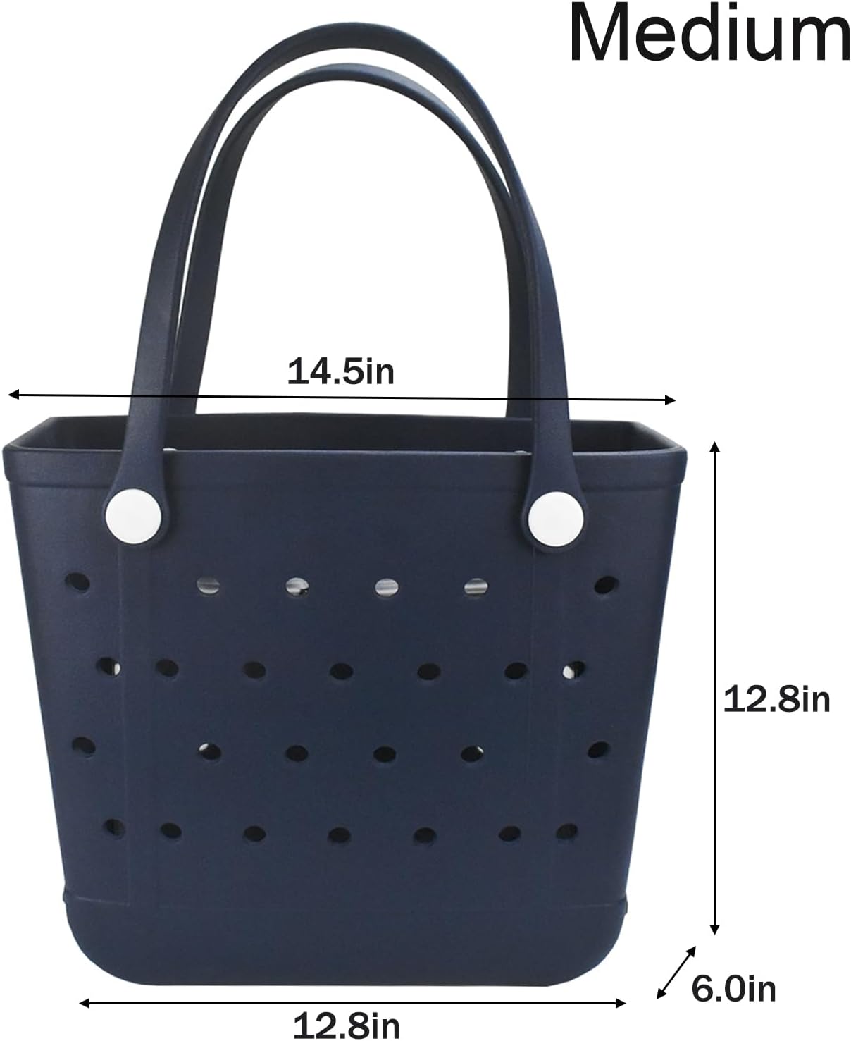 Medium Beach Bag, Waterproof Rubber Beach Bag, Washable Open Tote Bag Durable Tote Travel Bags for Outdoor Sport