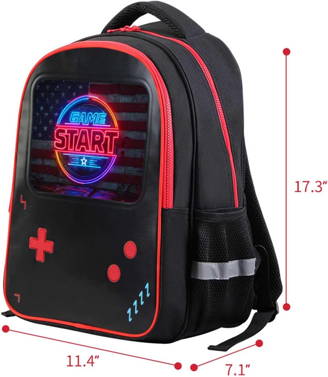 Gaming Backpack for Boys | 17" Schoolbag for Kids Teens | Leather-Front School Bookbag | Backpacks for Elementary & Middle School Children | Adjustable Padded Straps