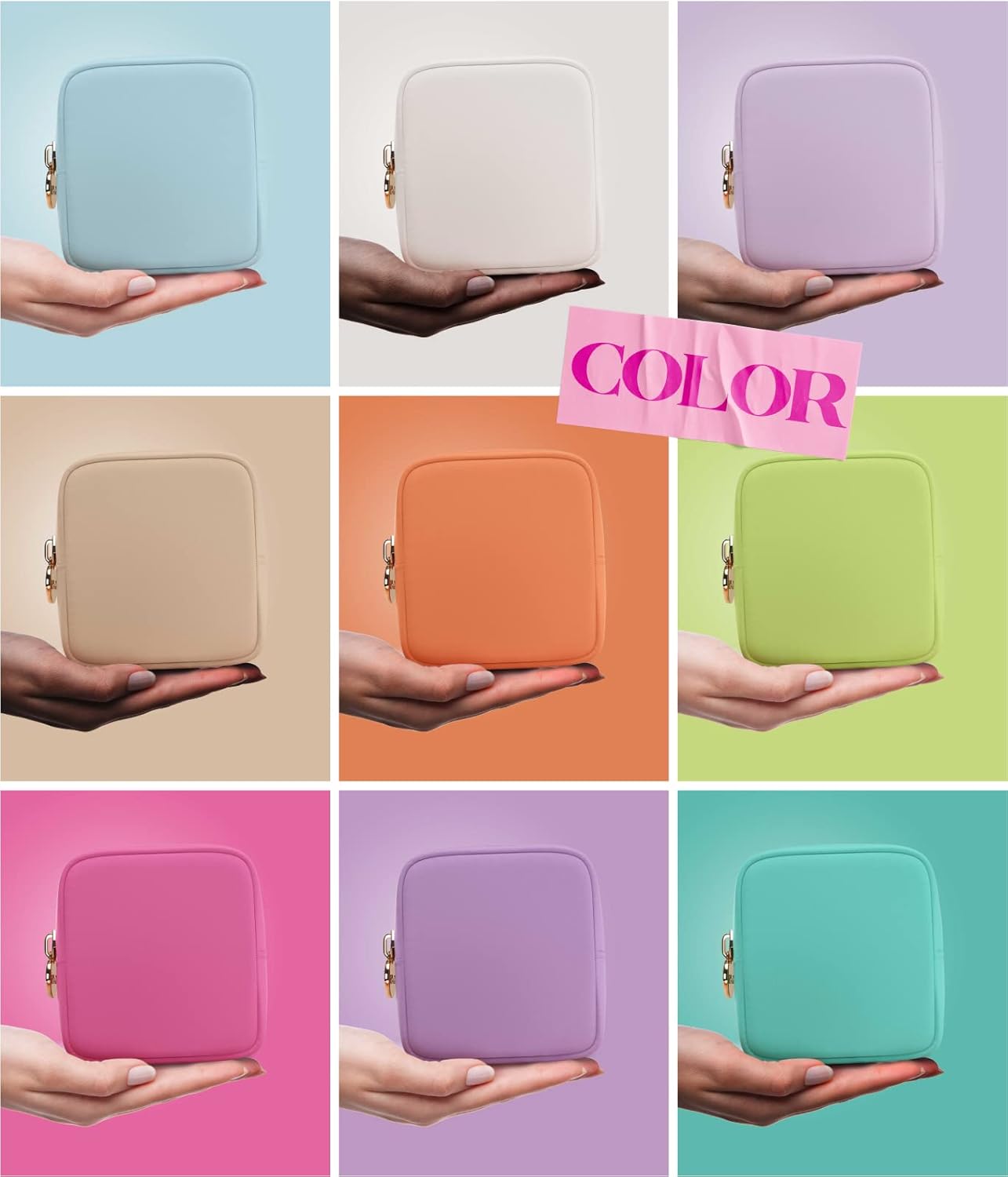 Embla Makeup Bag Travel Cosmetics Pouch and Toiletry Bag, Nylon Zipper Pouch Purse, Cute Make Up