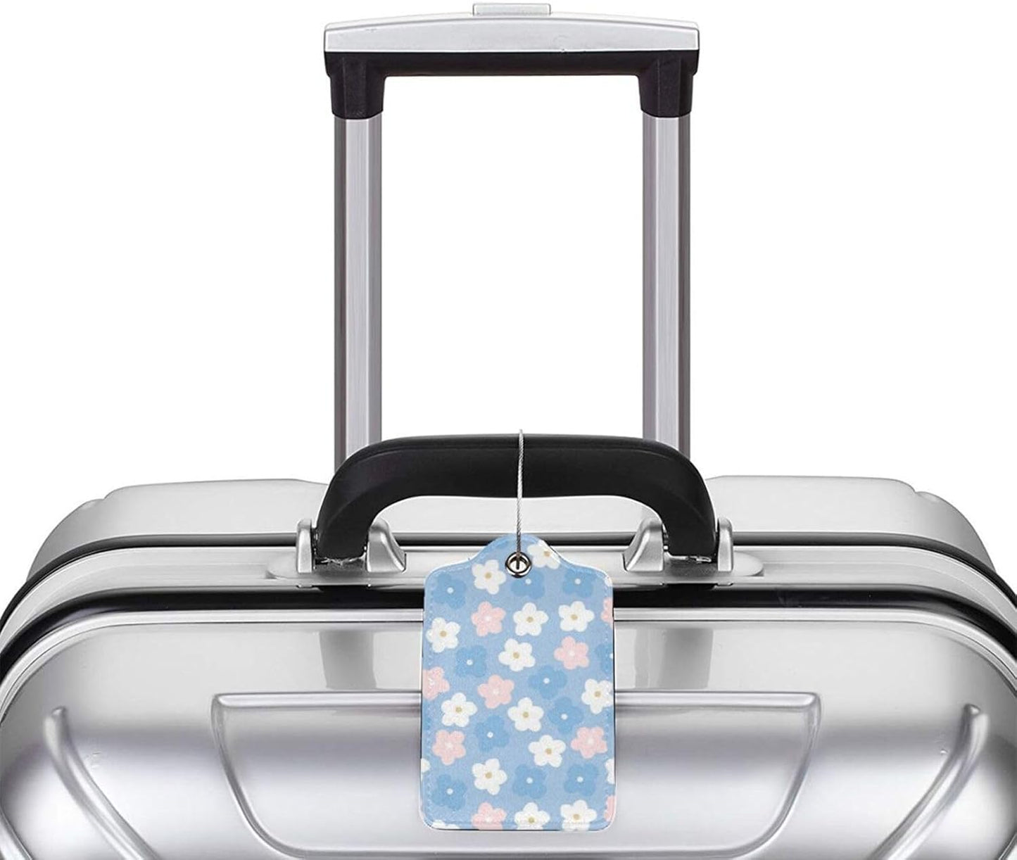 2 Pack Luggage Tag for Suitcase, Cute Leather Suitcase Tags Identifiers with Privacy Name Address Labels Durable Steel Loop for Women Men Girl Travel (Cute Flowers)