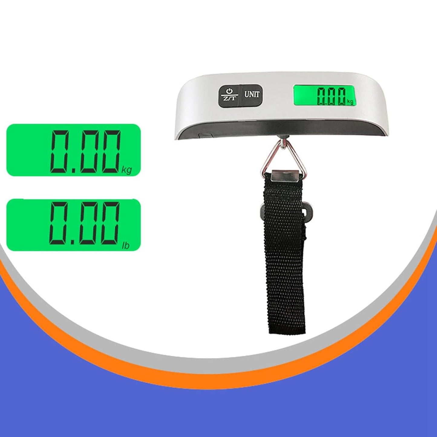 Portable Electronic Hook Scale LCD Large Green Light Display 50kg Hanging Hook Scale (Hook Type)