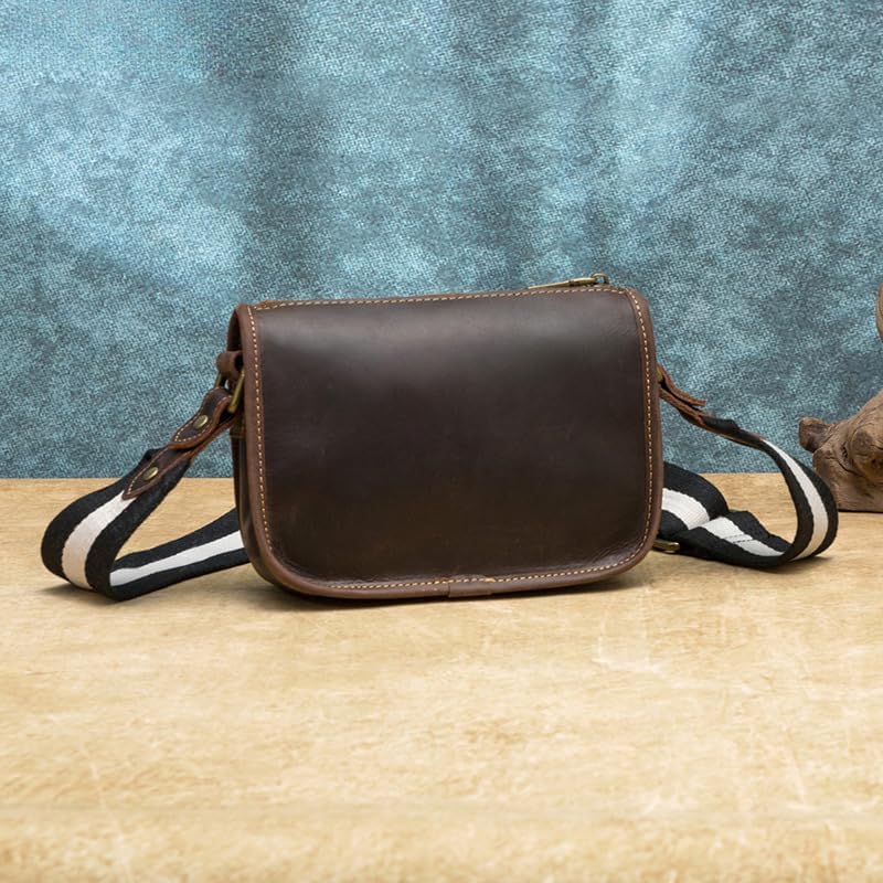 Genuine Leather Vintage Shoulder Bag Crossbody Small Messenger Bag for Men Women Casual Daily