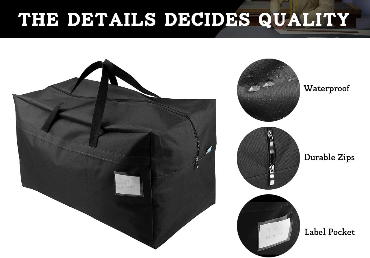 iwill CREATE PRO 100L Large Size Ornament Water Resistant Travle Duffel Tote Storage Bags with Carry Handles, Black