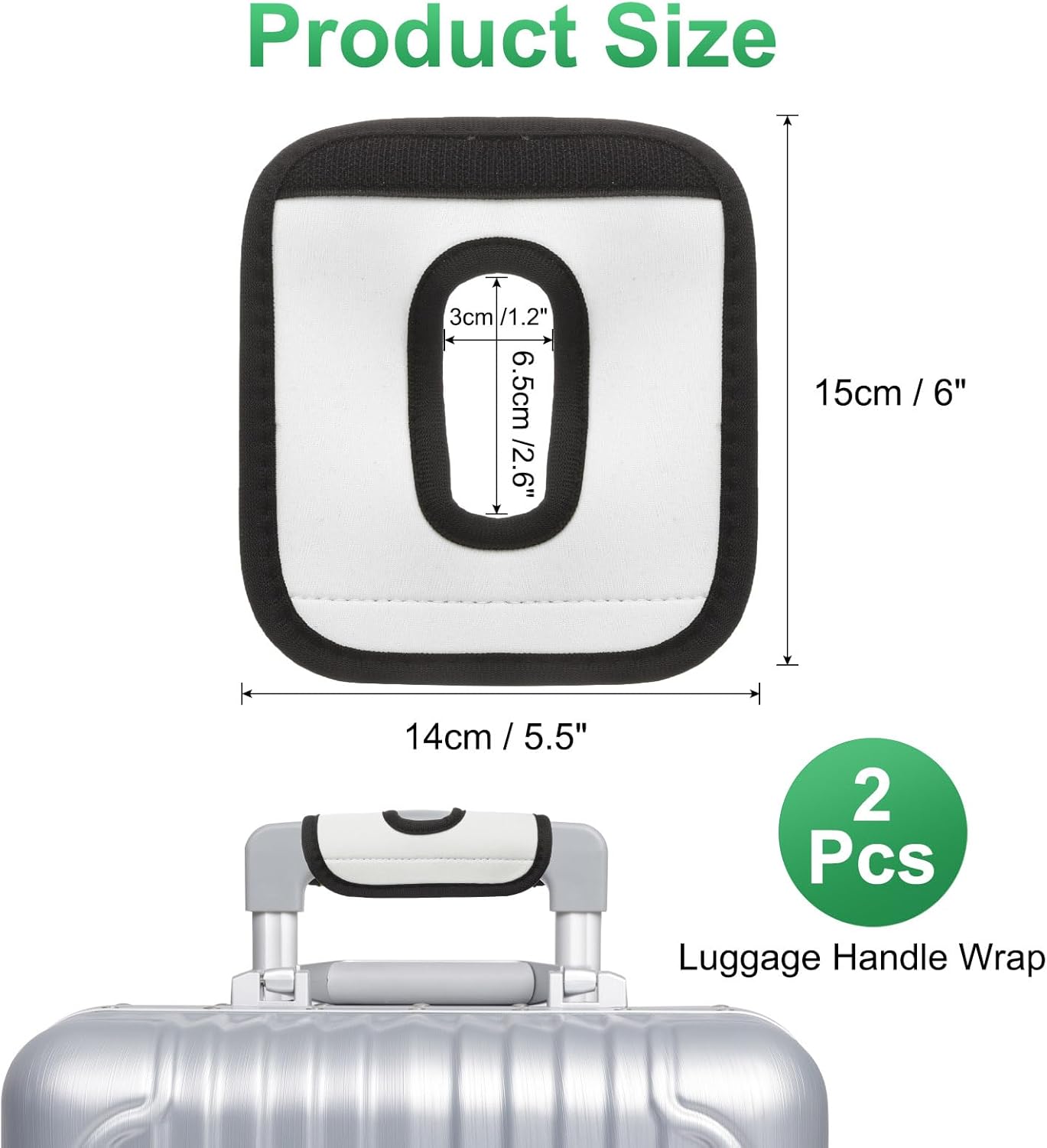 uxcell Luggage Handle Wrap, 2 Pcs Hollow Neoprene Handbag Grip Cover Protector Luggage Identifiers Suitcase Handle Wraps for Luggage Suitcase Travel Bags, White