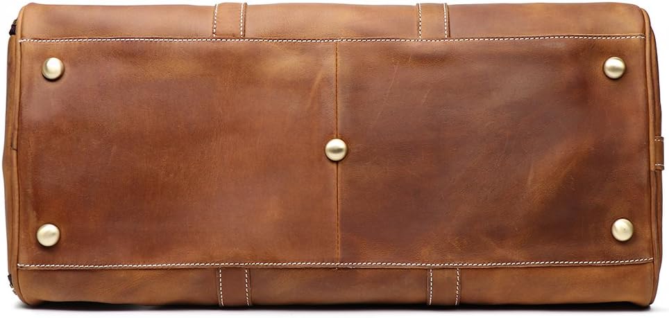 Leather Travel Luggage Bag, Mens Duffle Retro Carry on Handbag (Brown, 22 Inch)