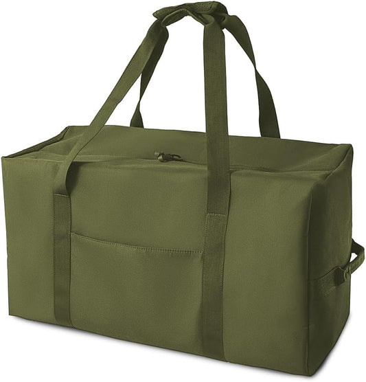 Large Military Duffle Bag Tactical Gear Load Out Bag Camping Storage Utility Tote Deployment Cargo Bag Travel Sports Equipment Duffel Luggage Bag with (Army Green, Medium 25.59"x11.81"x13.78")