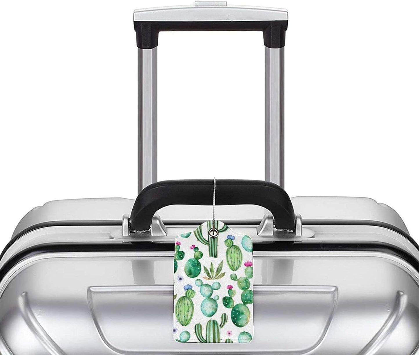 Cactus 2 Pcs Luggage Tags, Privacy Cover Id Label with Stainless Steel Loop and Address Card for Suitcases & Travel Bags