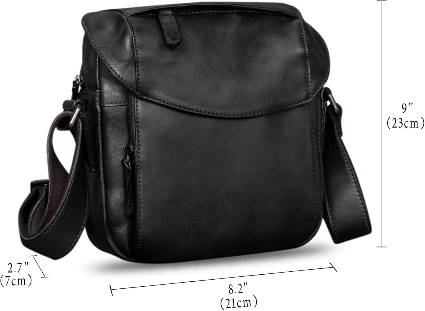 IVTG Genuine Leather Messenger Bag for Men Crossbody Shoulder Bag Satchel Casual Sling Daypack Work Business Daily Purse