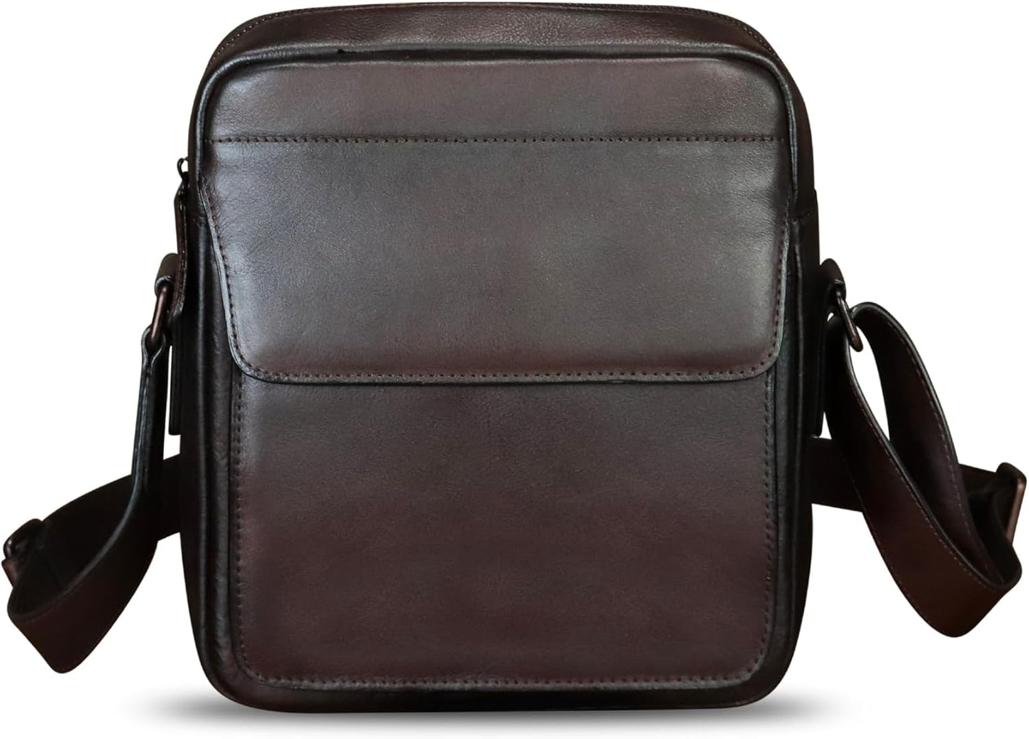 IVTG Genuine Leather Messenger Bag for Men Crossbody Shoulder Bag Satchel Casual Sling Daypack Work Business Daily Purse