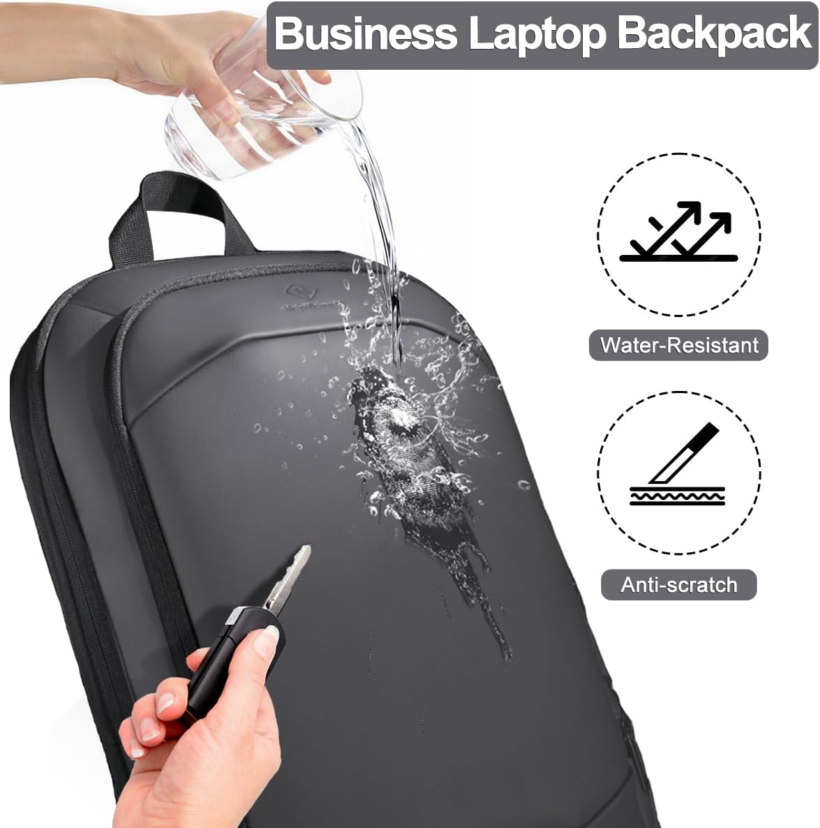hk Business Backpack for Men 17 Inch,Slim & Expandable Waterproof Travel Laptop Backpack with USB Charger Port (Dark Grey)