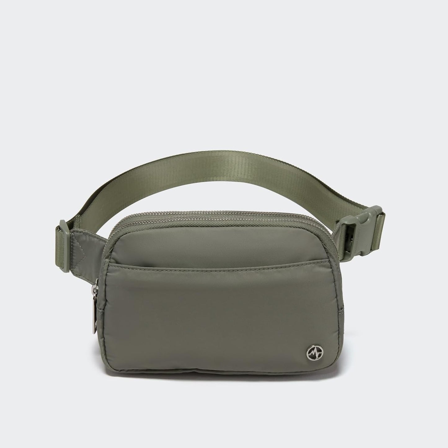 Pander Everywhere Belt Bag for Women, 5 Zipper Pockets Nylon Crossbody Fanny Pack Purse (Grey Sage).