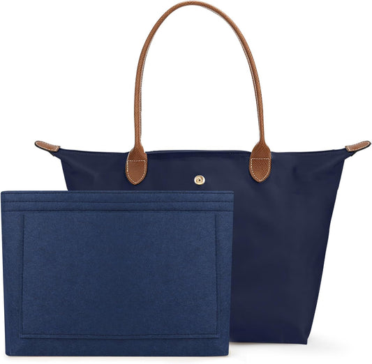 Tote Bag for Women with Purse Organizer Insert, Foldable Large Capacity Waterproof Nylon Bag for Travel, and Daily Use
