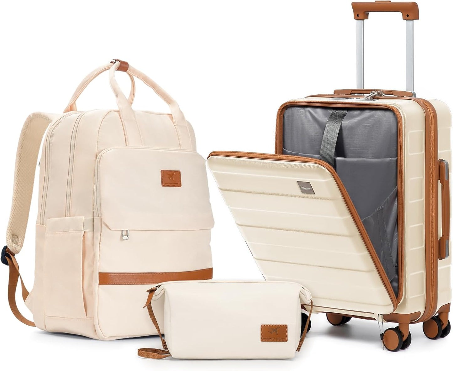 imiomo Carry on Luggage Airline Approved with TSA Lock, Hard Shell 20 Inch Travel Carry-on Suitcase with Spinner Wheels and Charging Port, White