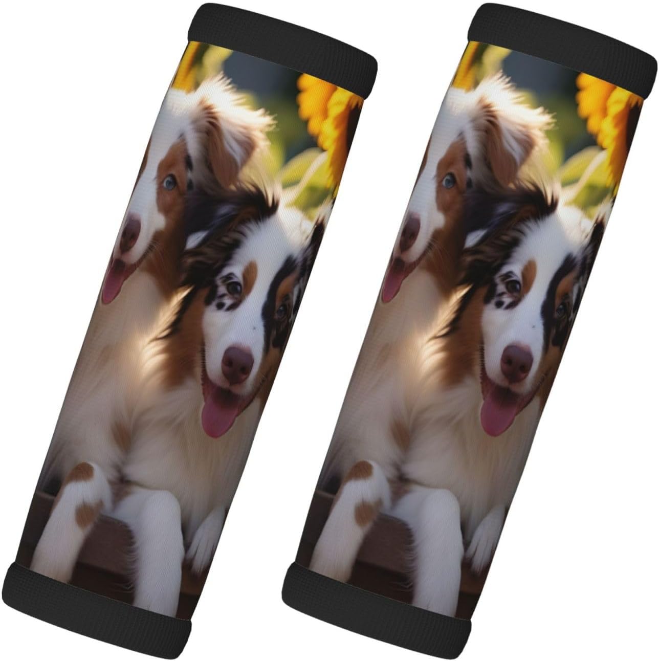 Luggage Handle Wraps Animal Dog Sunflower Luggage Identifiers Soft Neoprene Luggage Handle Wraps For Suitcase Trolley Handle Grip Cover 2 Pack Luggage Tags