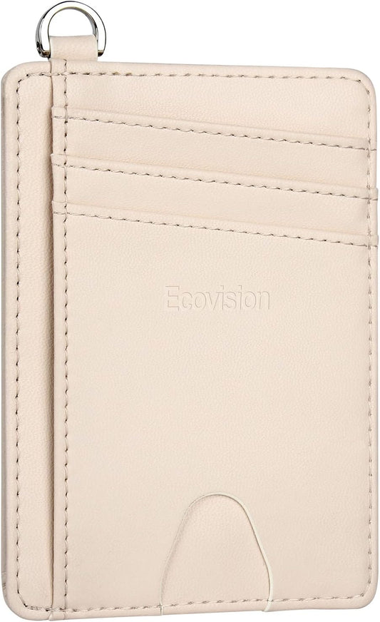 EcoVision Slim Minimalist Front Pocket Wallet, RFID Blocking Credit Card Holder Wallet with Detachable D-Shackle for Men Women