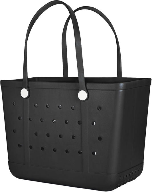 Rubber Beach Bag, Washable Moisture Resistant Durable Open Hole Tote Bag Beach Vacation Essentials
