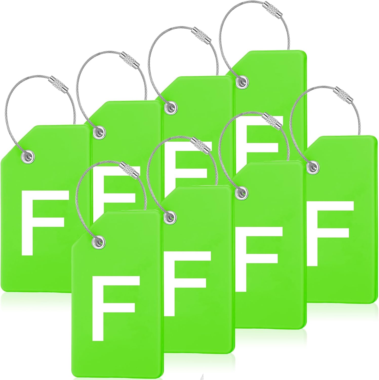 8 Pcs Initial Letter A-Z Luggage Tags Silicone Suitcase Instrument Tag with Name Card and Stainless
