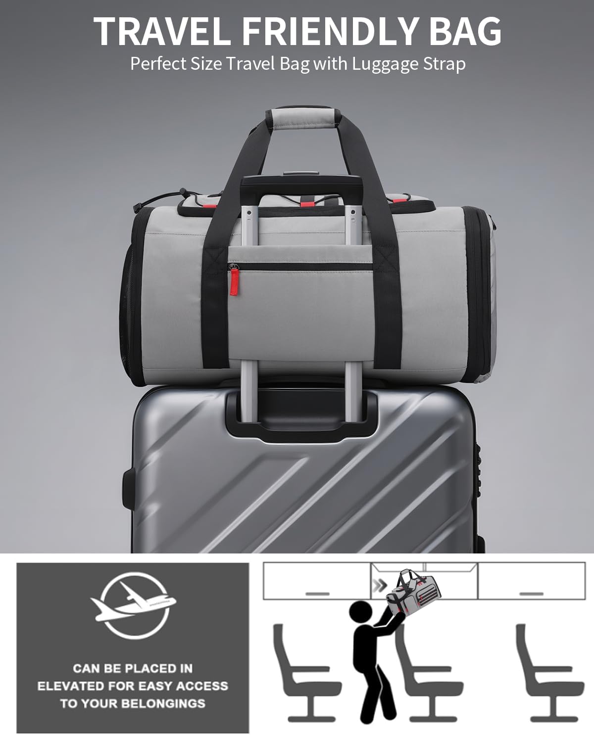 Gym Bags for Men Women, 45L Sports Travel Duffle Bag with Shoe Compartment, 3 in 1 Weekener