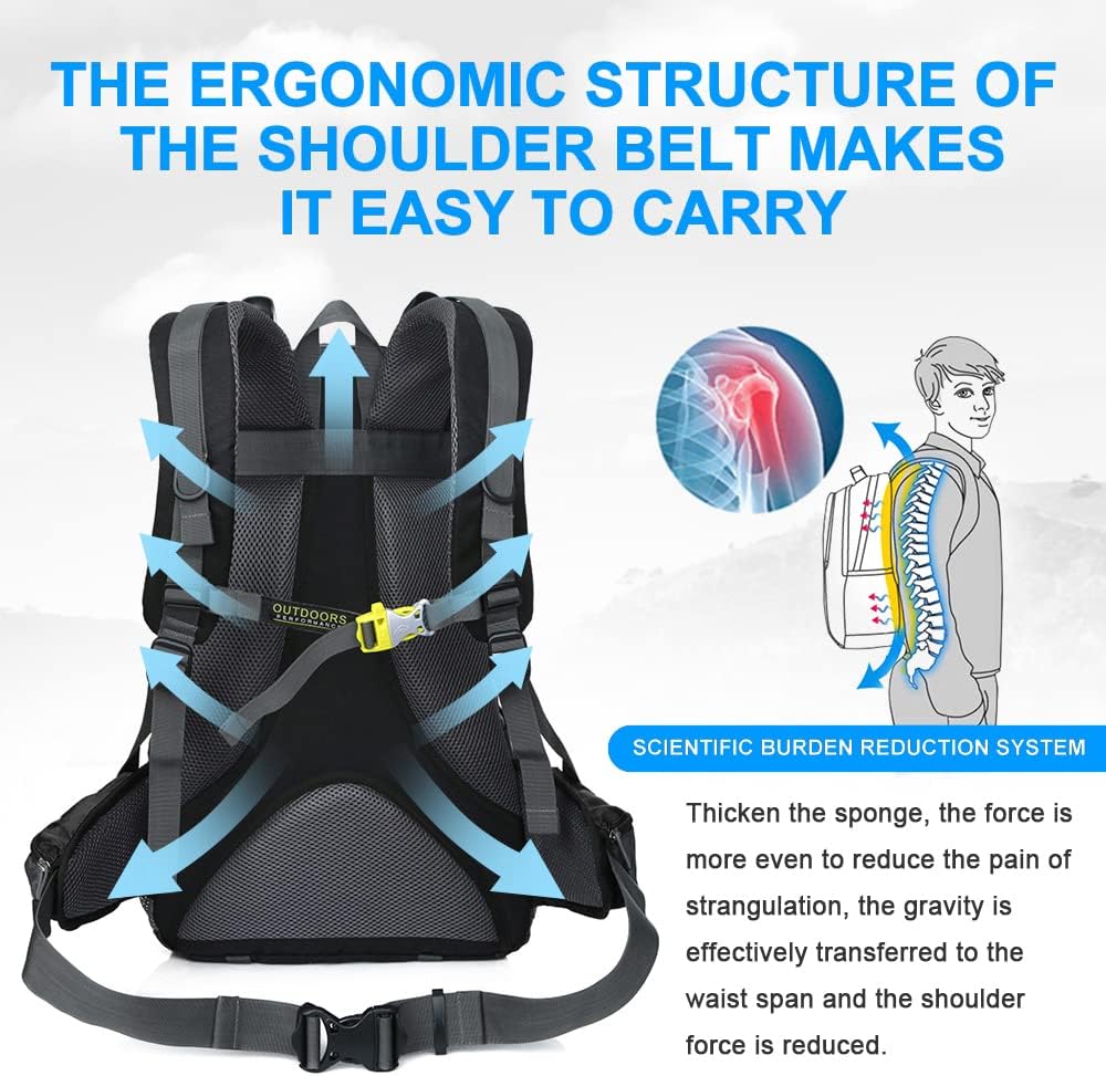 INOXTO lightweight Hiking Backpack 35L/40L Hiking Daypack with Waterproof Rain Cover for Travel