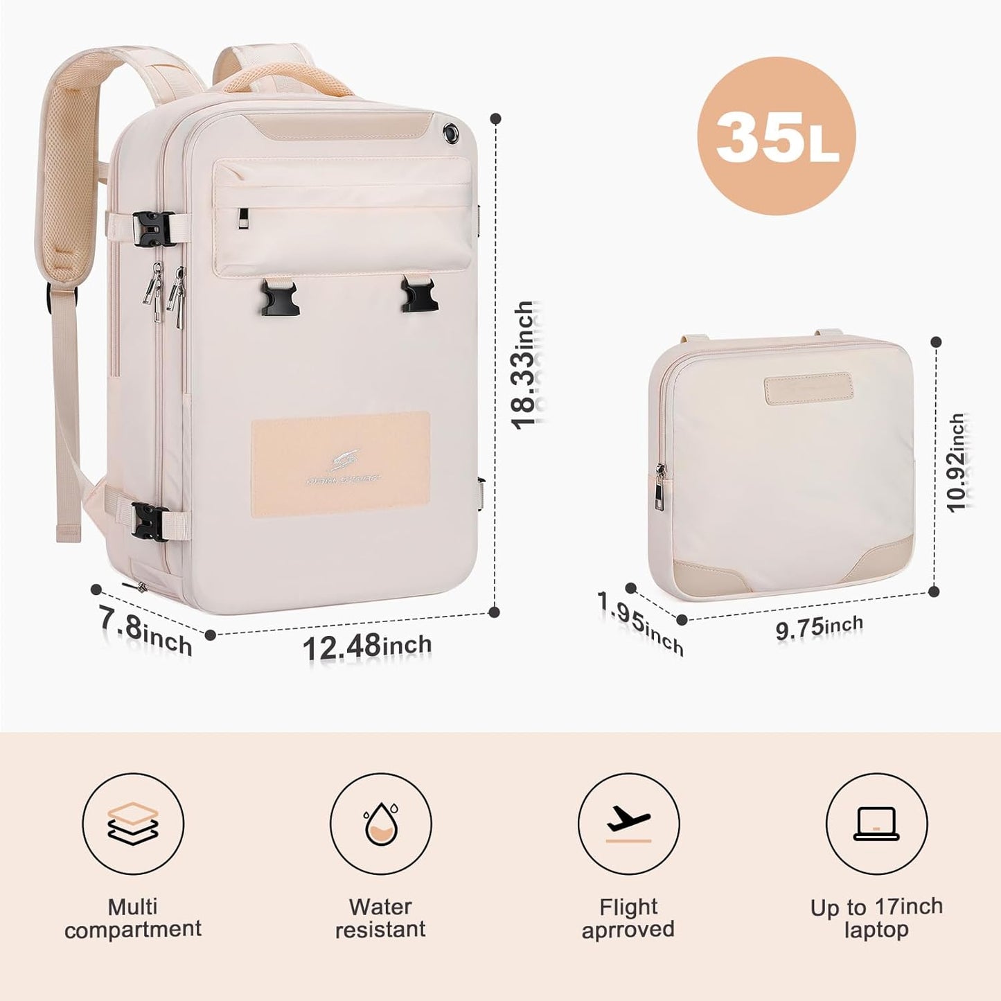 Maelstrom Travel Backpack for Women Men,35L Laptop Backpack Fits 17-Inch Laptop,Carry On Backpack