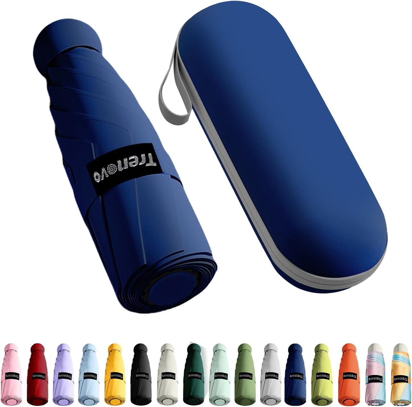 Travel Mini Folding Compact Umbrella with Case, 8 Ribs Lightweight Portable, Small Sun & Rain Pocket Umbrella for Girls and Women