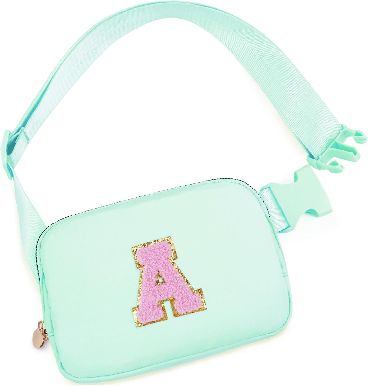Belt Bag Fanny Pack Crossbody Bags with Initials Letter Patch Cute Stuff Birthday Gifts for Teenager Girls Trendy Stuff for Teens | Light Green,A