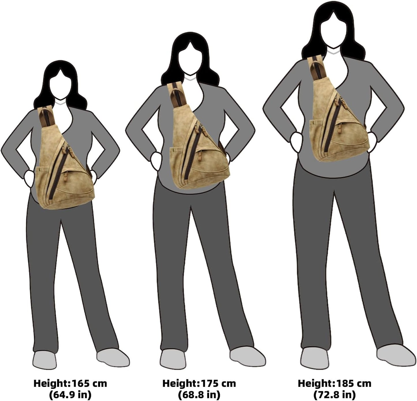 KL928 PU Leather Sling Bag - Small Crossbody Backpack Shoulder Casual Daypack Rucksack for Men Women Outdoor Cycling Hiking Travel (6881-PU-L.Coffee)