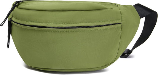 Women Sling Bags Girl Fanny Pack Crossbody Handbag Men Shoulder Bag Unisex Classic Nylon Waist Packs Purse Hiking Chest Bag, Easy Carry Any Phone,Wallet (Brilliant green)