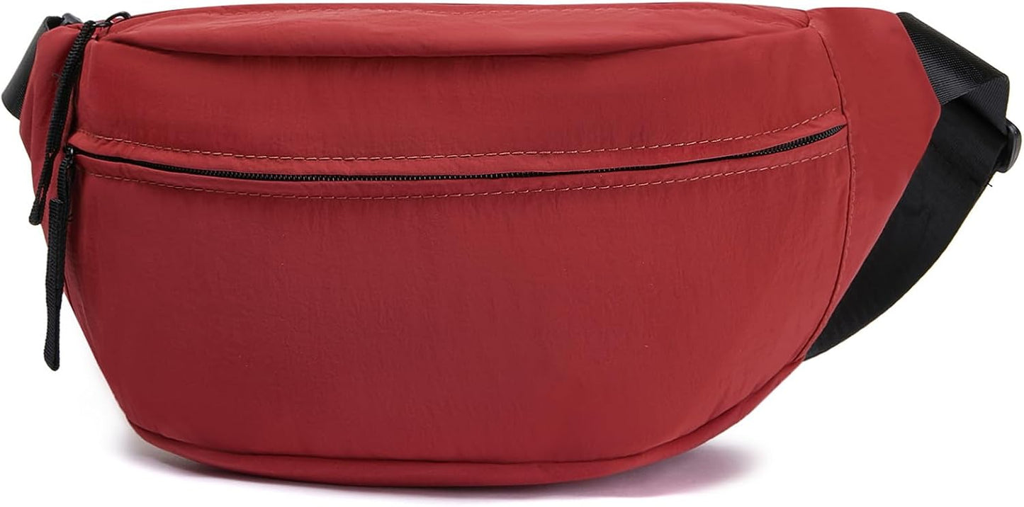 Women Sling Bags Girl Fanny Pack Crossbody Handbag Men Shoulder Bag Unisex Classic Nylon Waist Packs Purse Hiking Chest Bag, Easy Carry Any Phone,Wallet (Red)