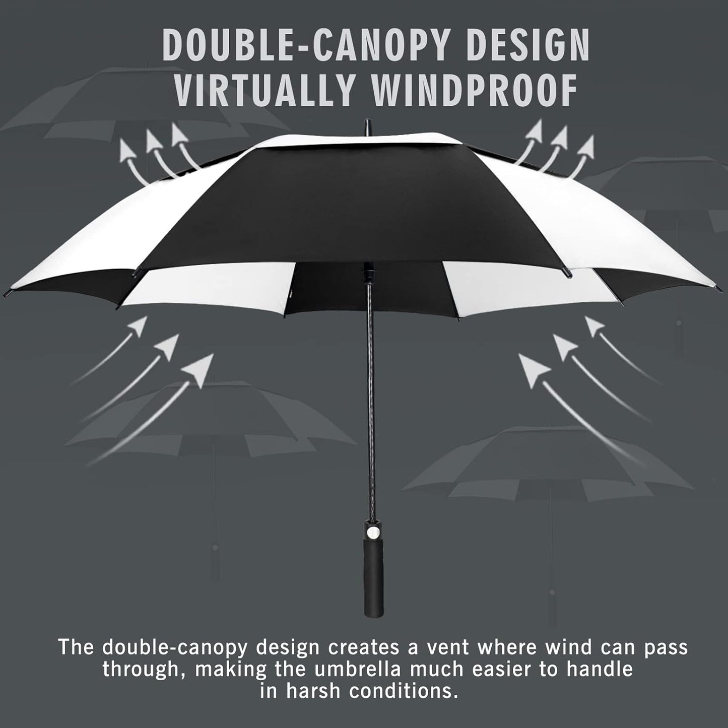 ZOMAKE Golf Umbrella Windproof, Extra Large Oversized Heavy Duty Double Canopy for Rain, Sports Games & Push Cart(51/54/62/68/72Inch)