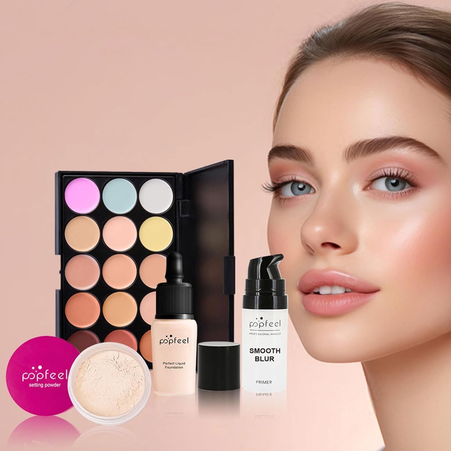 All-in-One Makeup Gift Set Carry All Makeup Kit for Women Full Kit With Makeup Bag Lipgloss Lipstick Concealer Blush Foundation Face Powder Eyeshadow Palette Cosmetic Palette #5