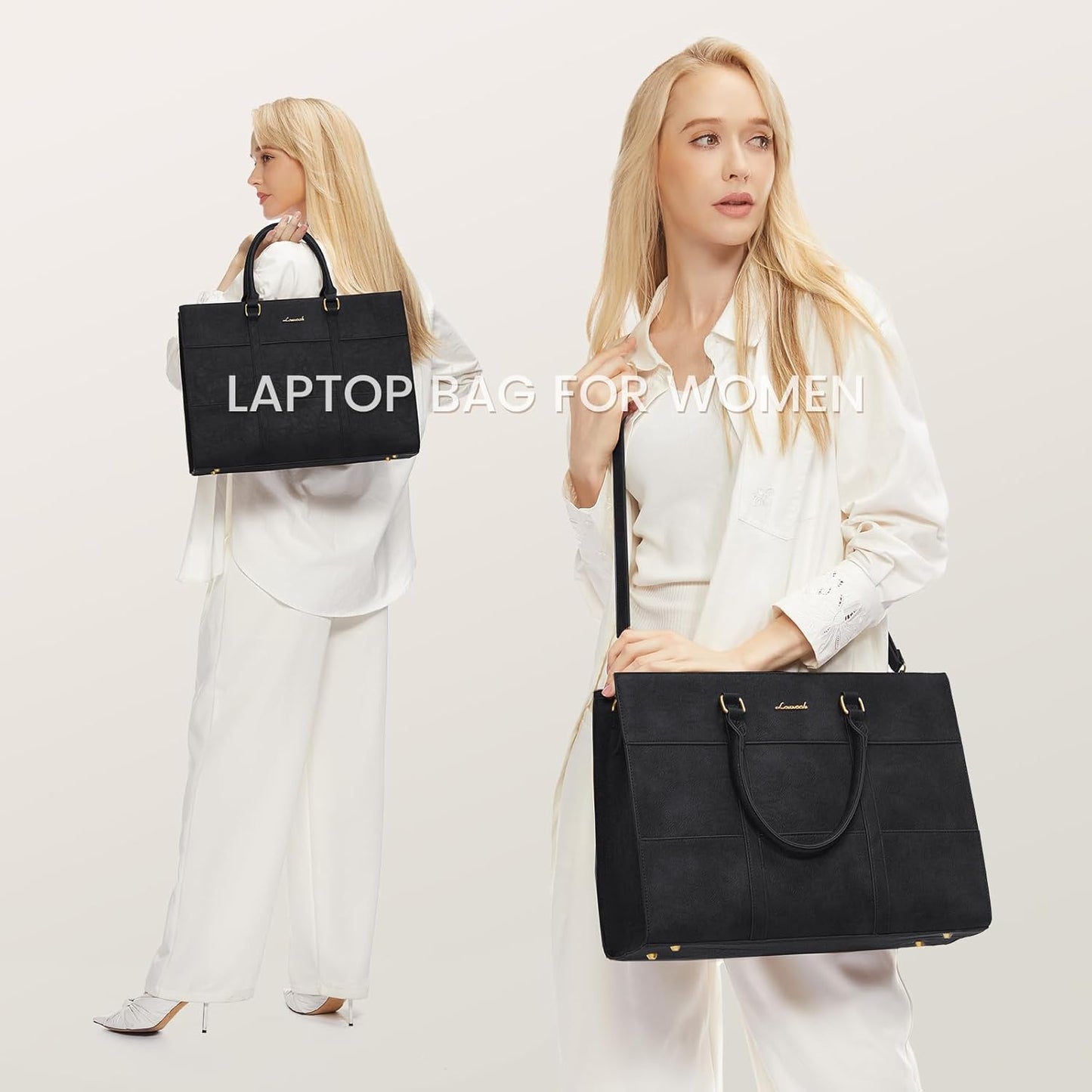 LOVEVOOK Laptop Bag for Women 15.6 Inch Laptop Tote Bag Vintage Leather Work Bags for Women