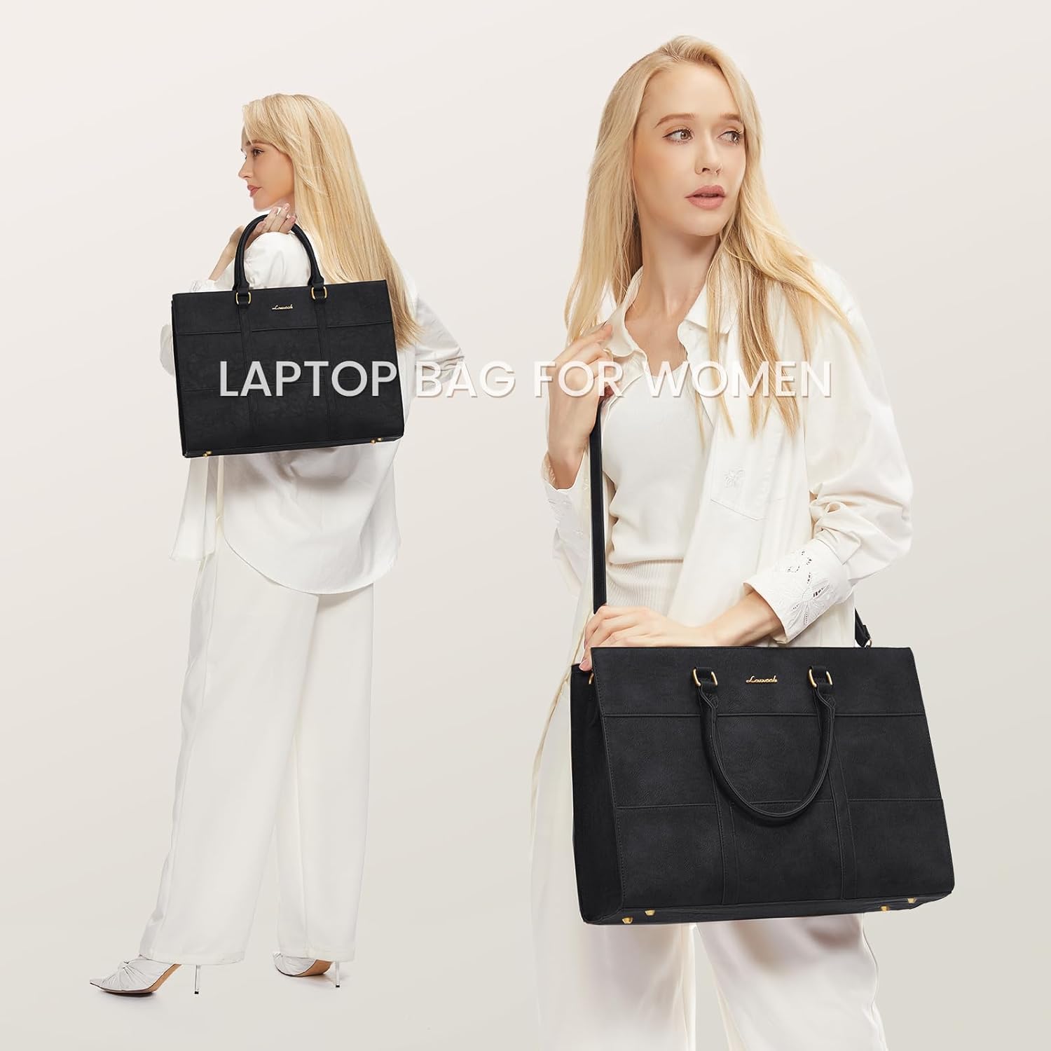 LOVEVOOK Laptop Bag for Women 15.6 Inch Laptop Tote Bag Vintage Leather Work Bags for Women
