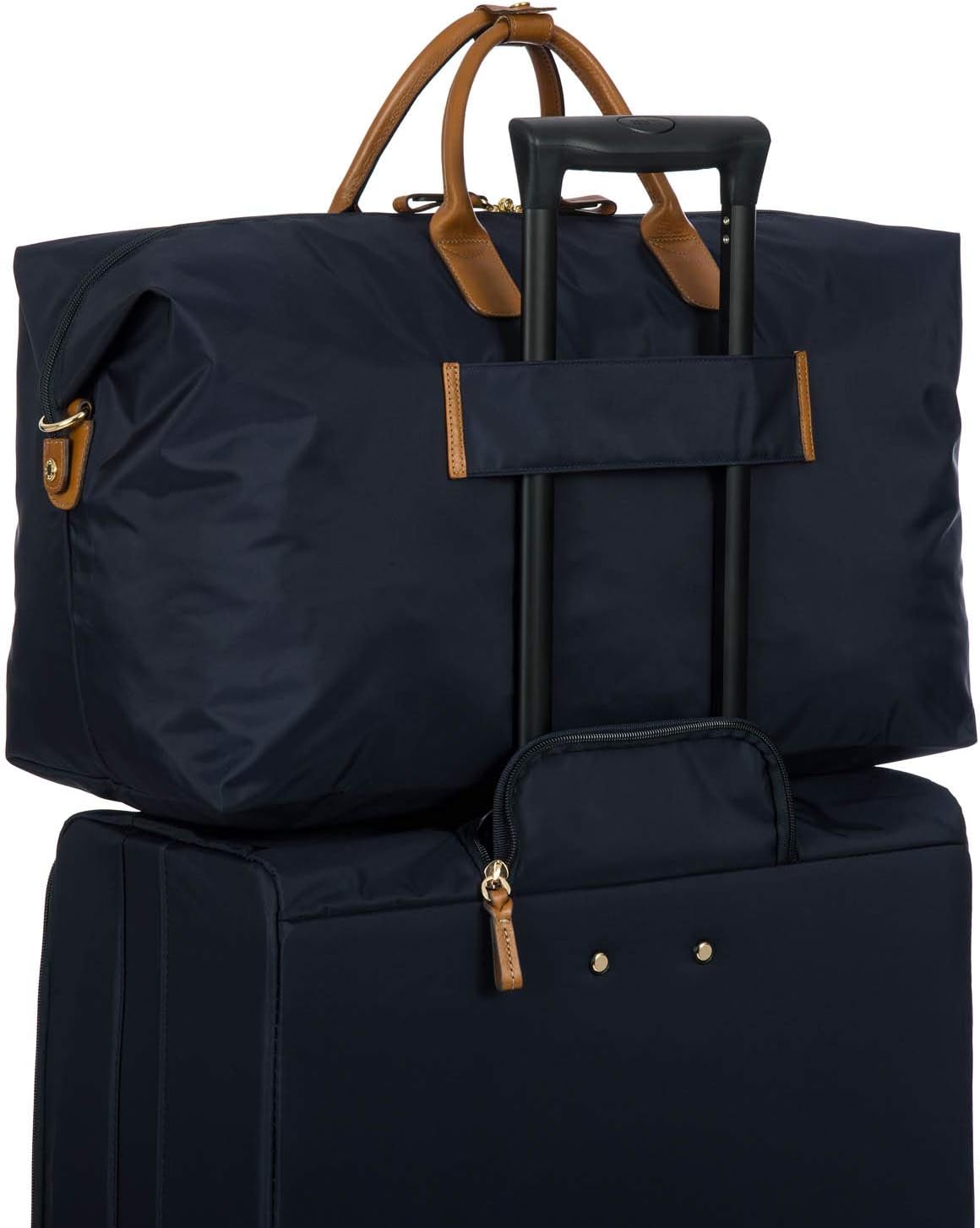 Bric's X-Travel Deluxe Duffle for Men and Women - Lightweight Overnight Carry On Travel Luggage with Tuscan Leather Trim and Sleeve Attachment - Water-Resistant Weekender or Gym-Ready Duffel