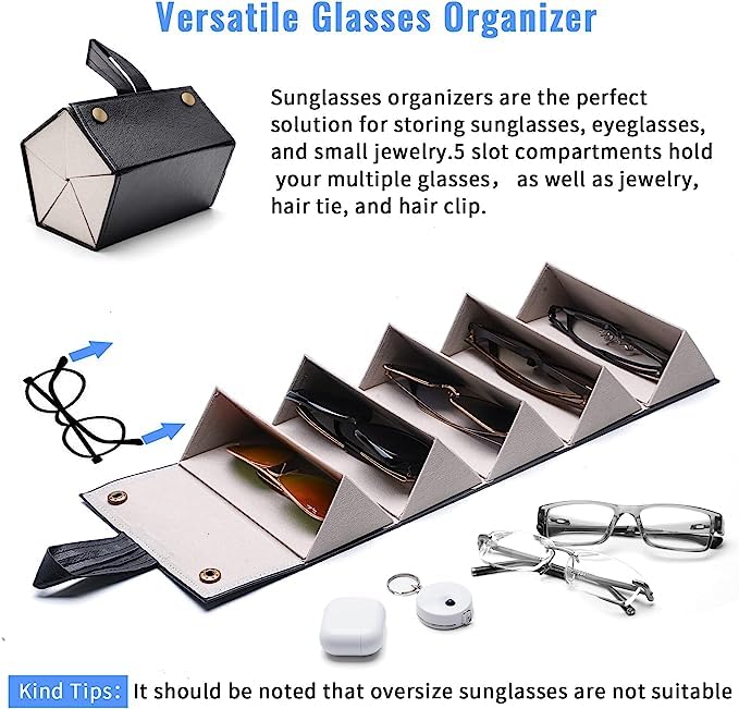 Ticacos Travel Sunglasses Organizer, Sunglasses Travel Case for Multiple Pairs, Multiple Glasses