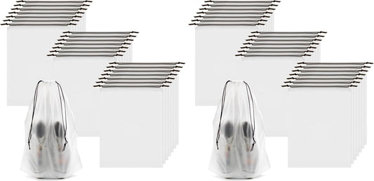 50pcs Clear Shoe Bags for Travel, 15.7" x 11.8" Waterproof Dust Bags with Drawstring, Portable Storage for Men and Women (Pack of 2)