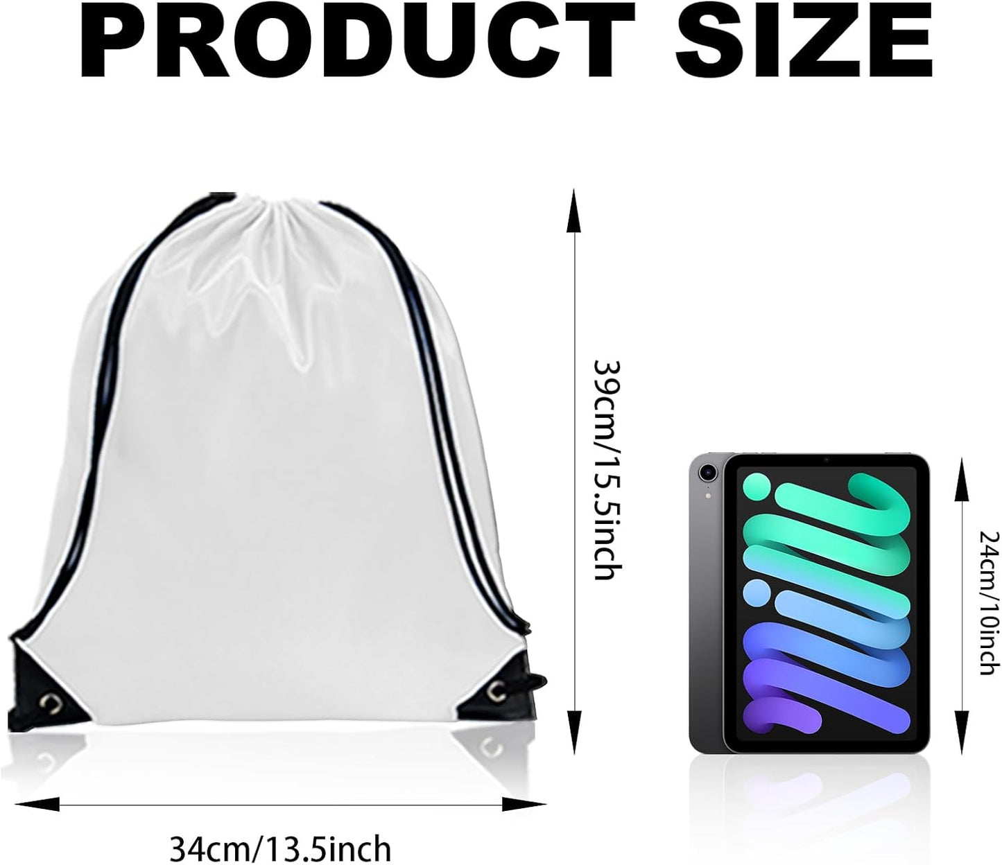 GoodtoU Drawstring Bags Bulk Nylon Backpack Draw String Back Bag Cinch Sack Drawstring Gym Bag Backpack for Sport, Traveling, Team (White, 128Pcs)