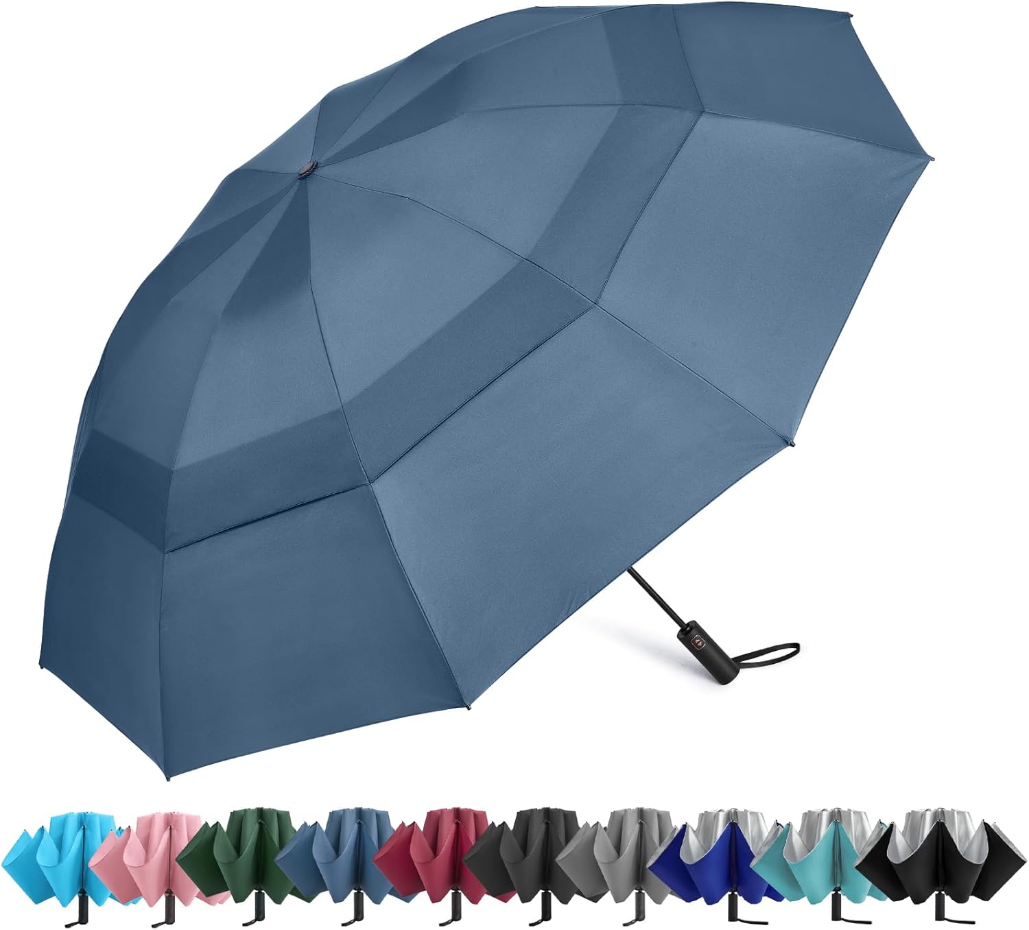G4Free 42 Inch Inverted Travel Umbrella Compact Windproof 10 Ribs Reverse Small Portable Umbrella