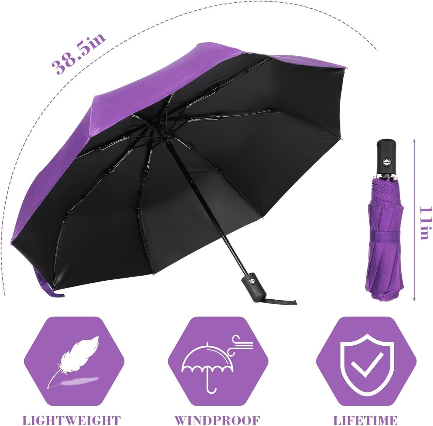 Jexine 6 Pcs Travel Compact Umbrella Automatic Open Close Windproof Small Light Backpack Purse Car Portable Collapsible Umbrella for Rain, Men Women