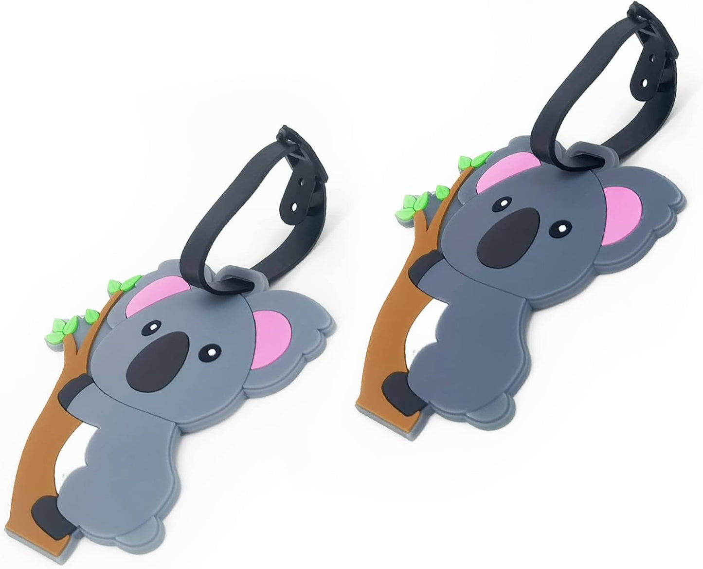 Koala Luggage Tags for Suitcases 2-Pack Cute Silicone Luggage Tag with Name ID Card Funny Suitcase Label