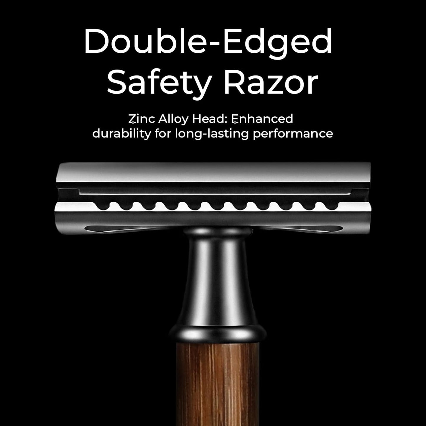 Double Edge Safety Razor: Premium Metal Single Blade Face Razor for Men & Women, Eco-Friendly Bamboo Handle & 10 Double Edge Blades