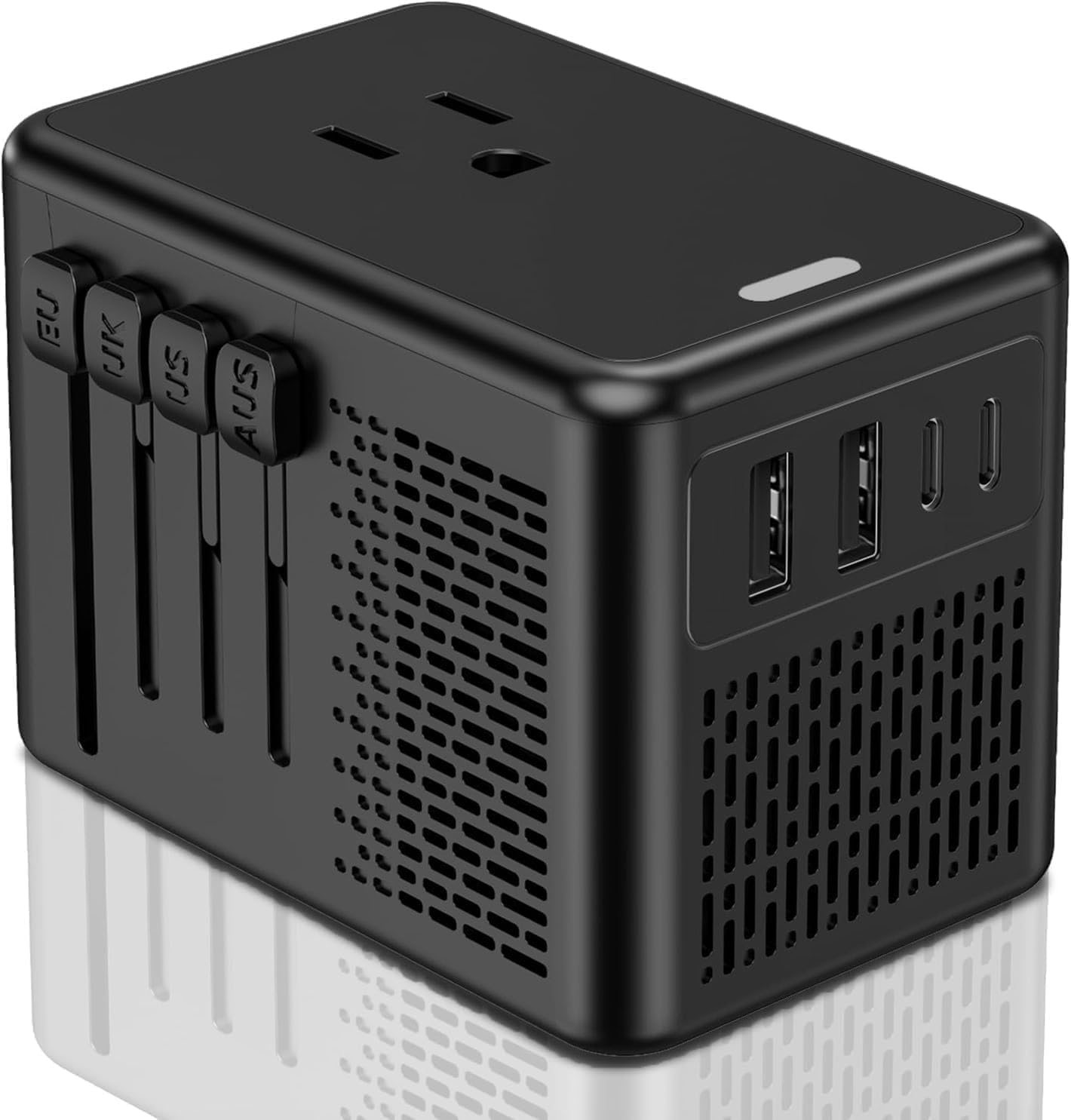 220V to 110V Voltage Converter US to Europe for Hair Dryer with Fast Charging 2 USB A 2 USB C, Power Converter Adapter Combo International Adapter C A I G (Black)