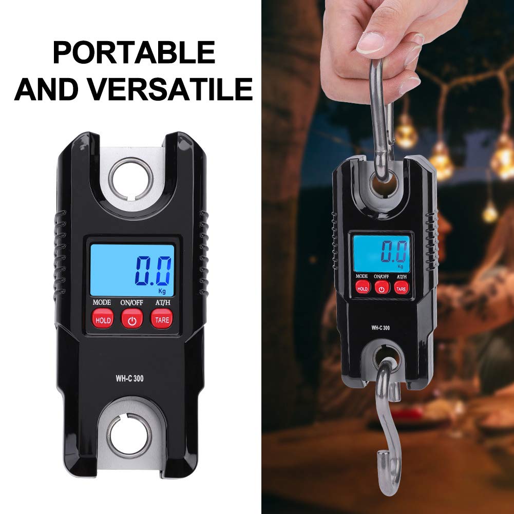Luggage Scale,300kg Portable Plastic Electric Digital Hanging Scale with LCD Display Hook Tool for Fishing