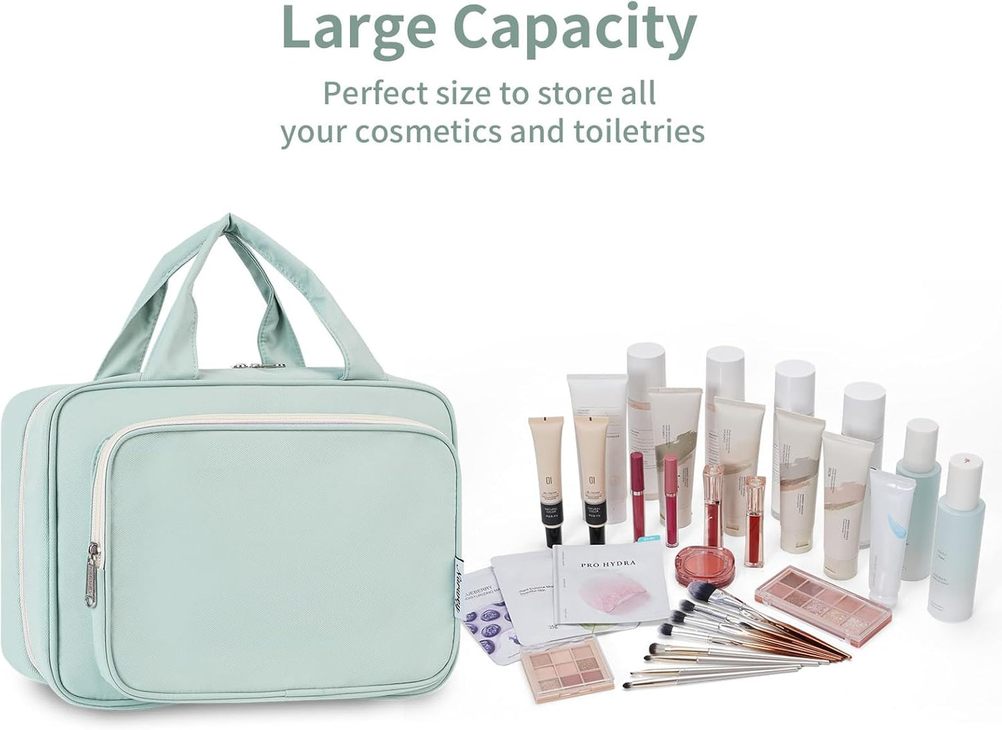 Narwey Travel Toiletry Bag for Women Large Hanging Makeup Bag Organizer Toiletries Bag for Full