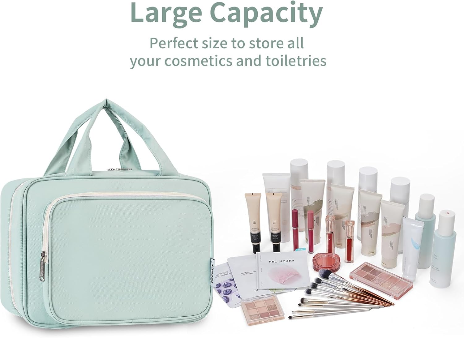 Narwey Travel Toiletry Bag for Women Large Hanging Makeup Bag Organizer Toiletries Bag for Full