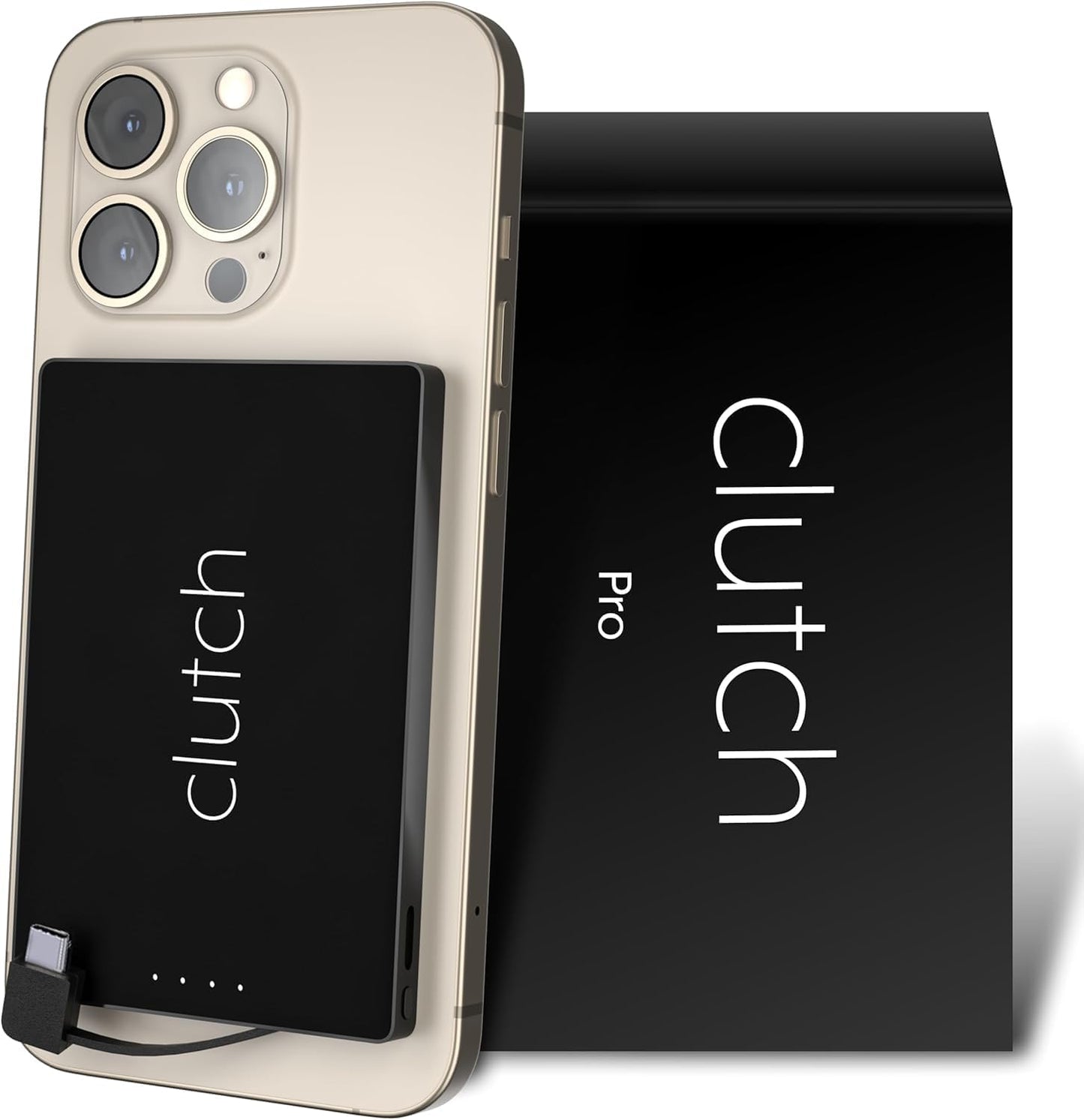 Clutch - Pro USB-C Portable Charger - Compatible with iPhone 15,16, 17 & Android Devices - Power Bank Magnetic Battery - TSA Travel Approved - USB Rechargeable - Built-in Cable - 5000 mAh - 3.7oz