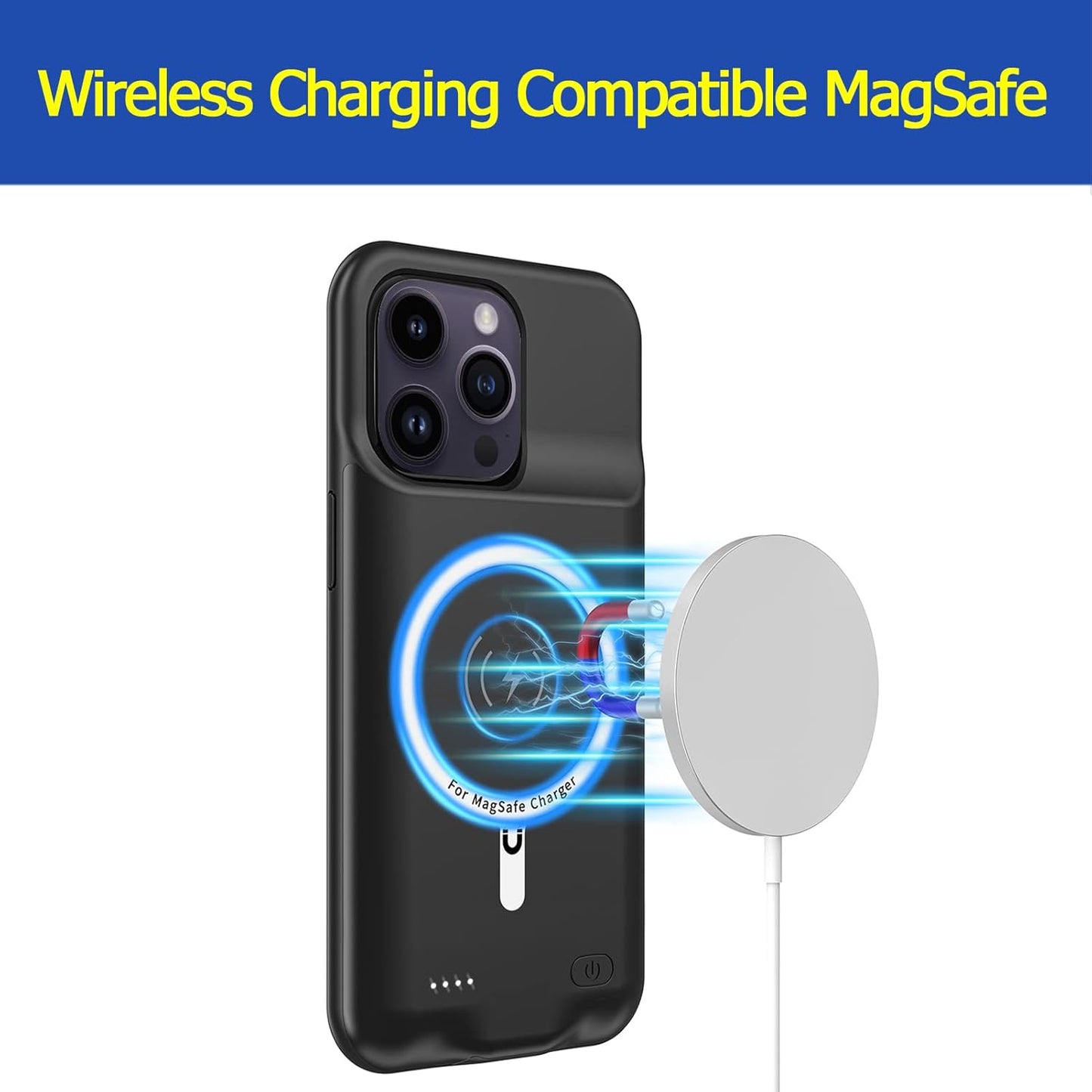 Battery Case for iPhone 13 Pro Max, Enhanced 10800mAh Portable Protective Wireless Charging Case Support Carplay Compatible with iPhone 13 Pro Max (6.7 inch) Rechargeable Battery Charger Case (Black)