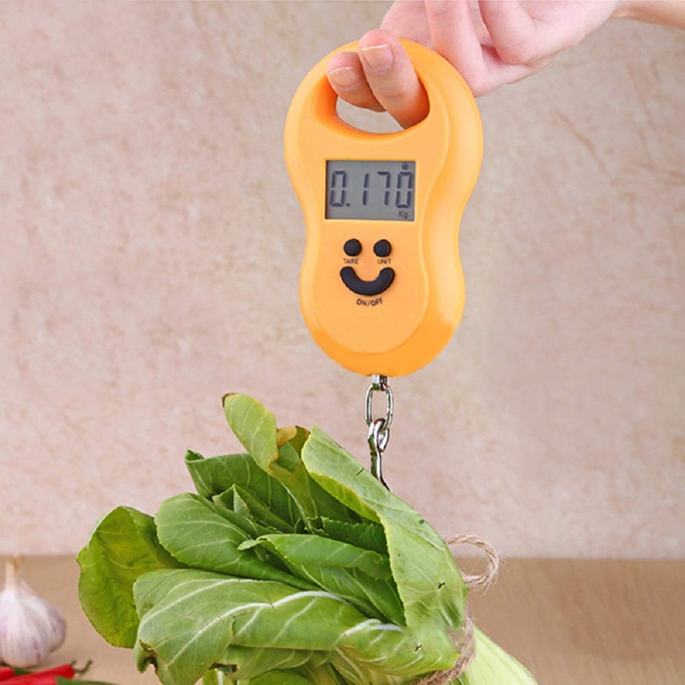 Pocket Portable 50kg/10g LCD Digital Scale Electronic Hand Held Hook Belt Luggage Hanging Scale Backlight Balance Weigting (1pcs Random Color)